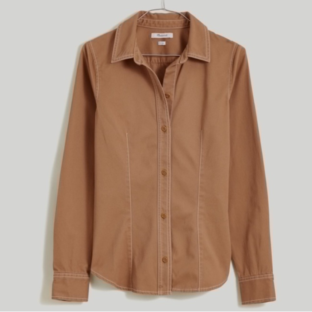 NWT Madewell Darted Button-Up Shirt in (Re)generative Chino - Picture 4 of 10